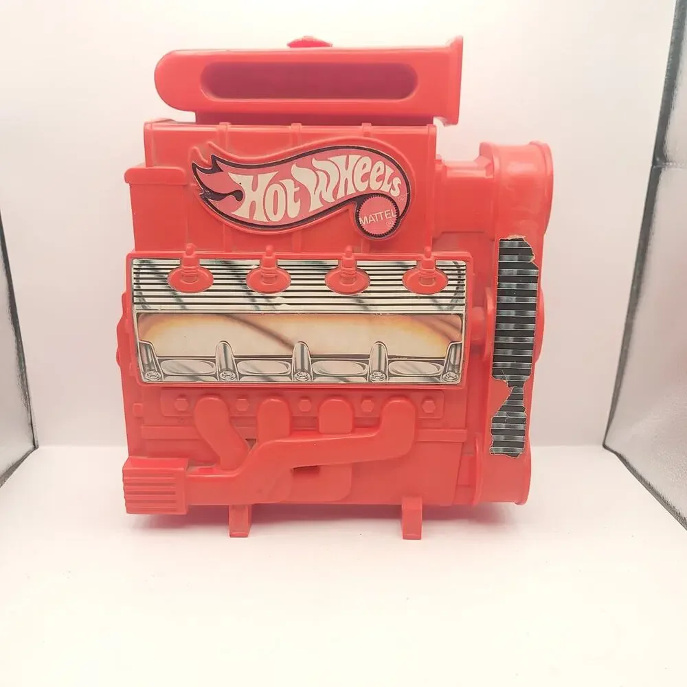 Hot Wheels Engine Car Case Plastic Storage Mattel Red